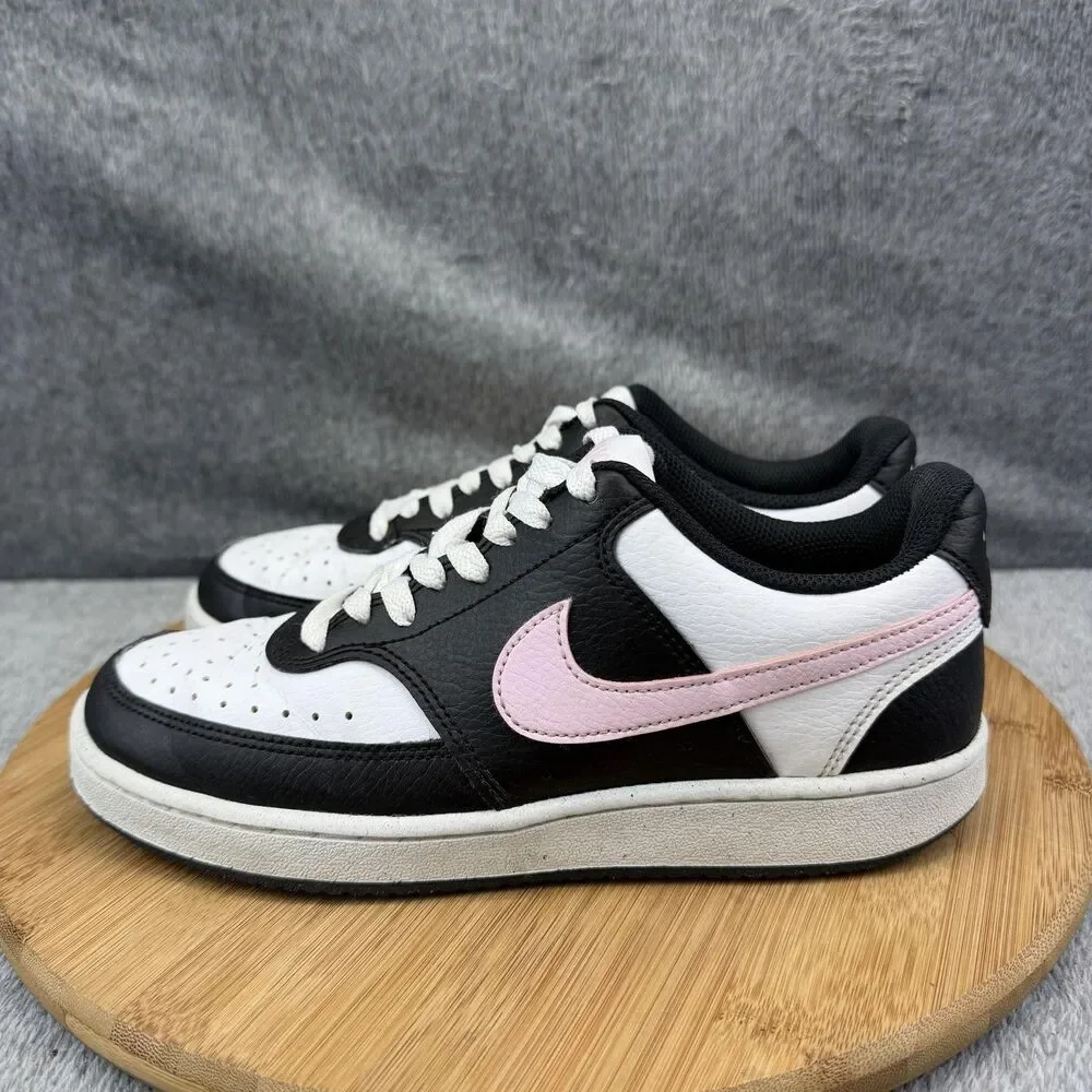 Nike Shoes Womens Size 7 Black White Pink Leather Low Top Sneakers DH3158-008 - Picture 4 of 10